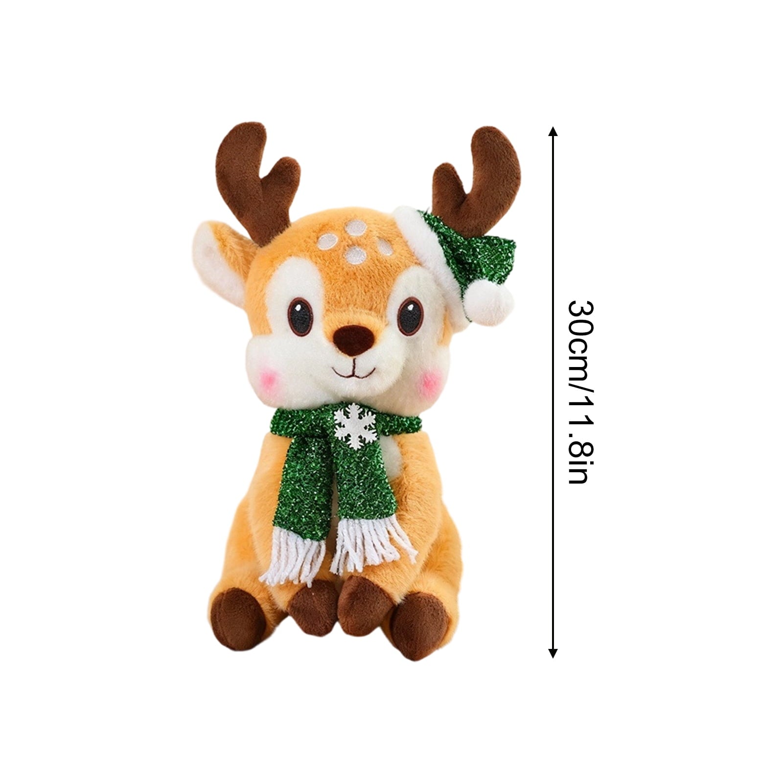 WhimsyHive Christmas Deer Doll Plush Toy, Holiday Stuffed Animal, Perfect for Christmas Decor, Soft and Cute, for Kids and Collectors,H