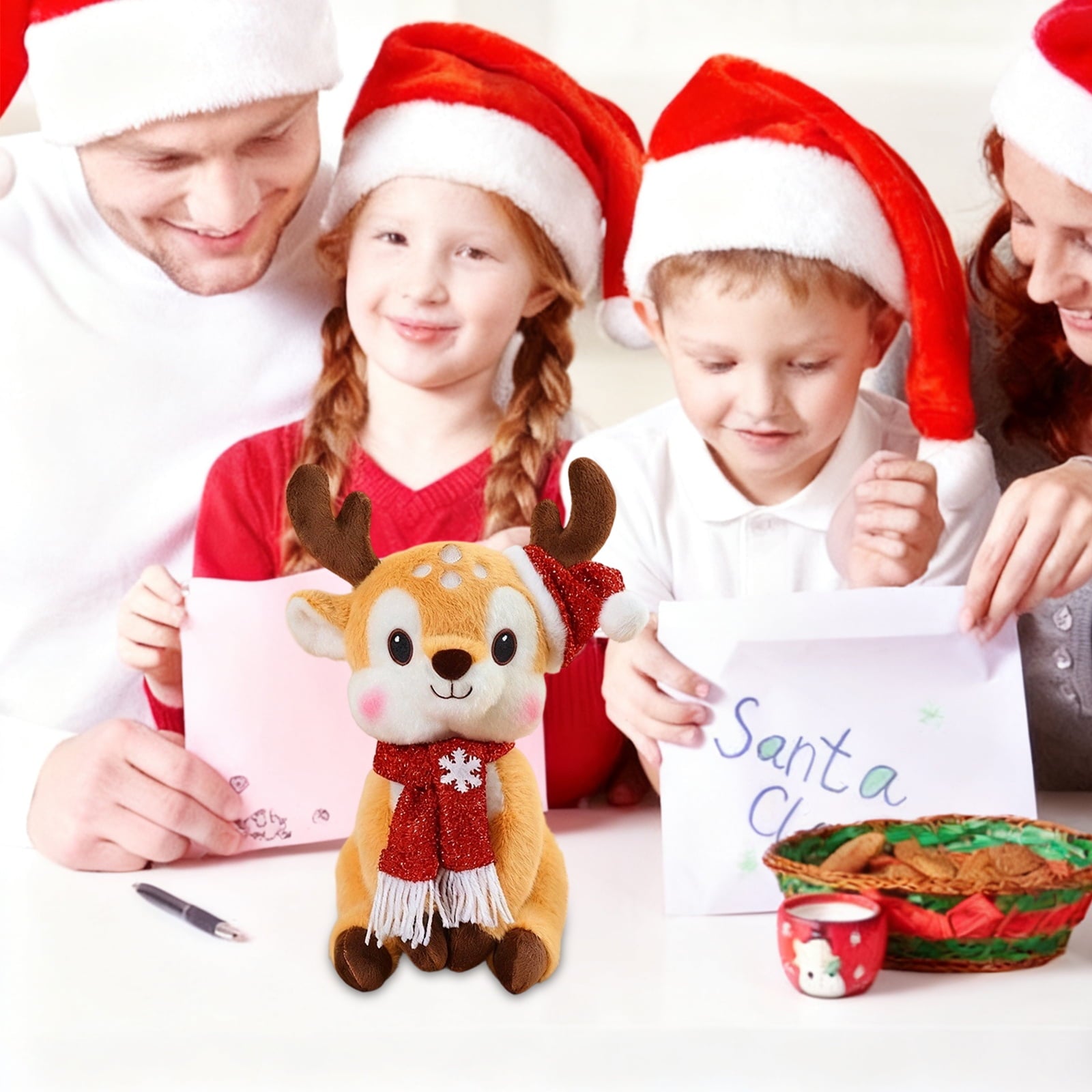 WhimsyHive Christmas Deer Doll Plush Toy, Holiday Stuffed Animal, Perfect for Christmas Decor, Soft and Cute, for Kids and Collectors,H