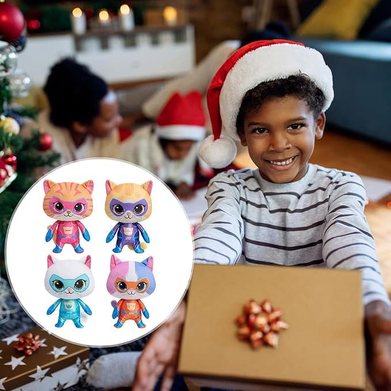 4pcs SuperKitties Plush Toys 7" Stuffed Animals Ultra-Soft Super Kitty Collectible Dolls, Interactive Plush Toy,Super kitty Bitsy Toy Gift for Kids Ages 2+ for Birthday Christmas, Home Nursery Decor