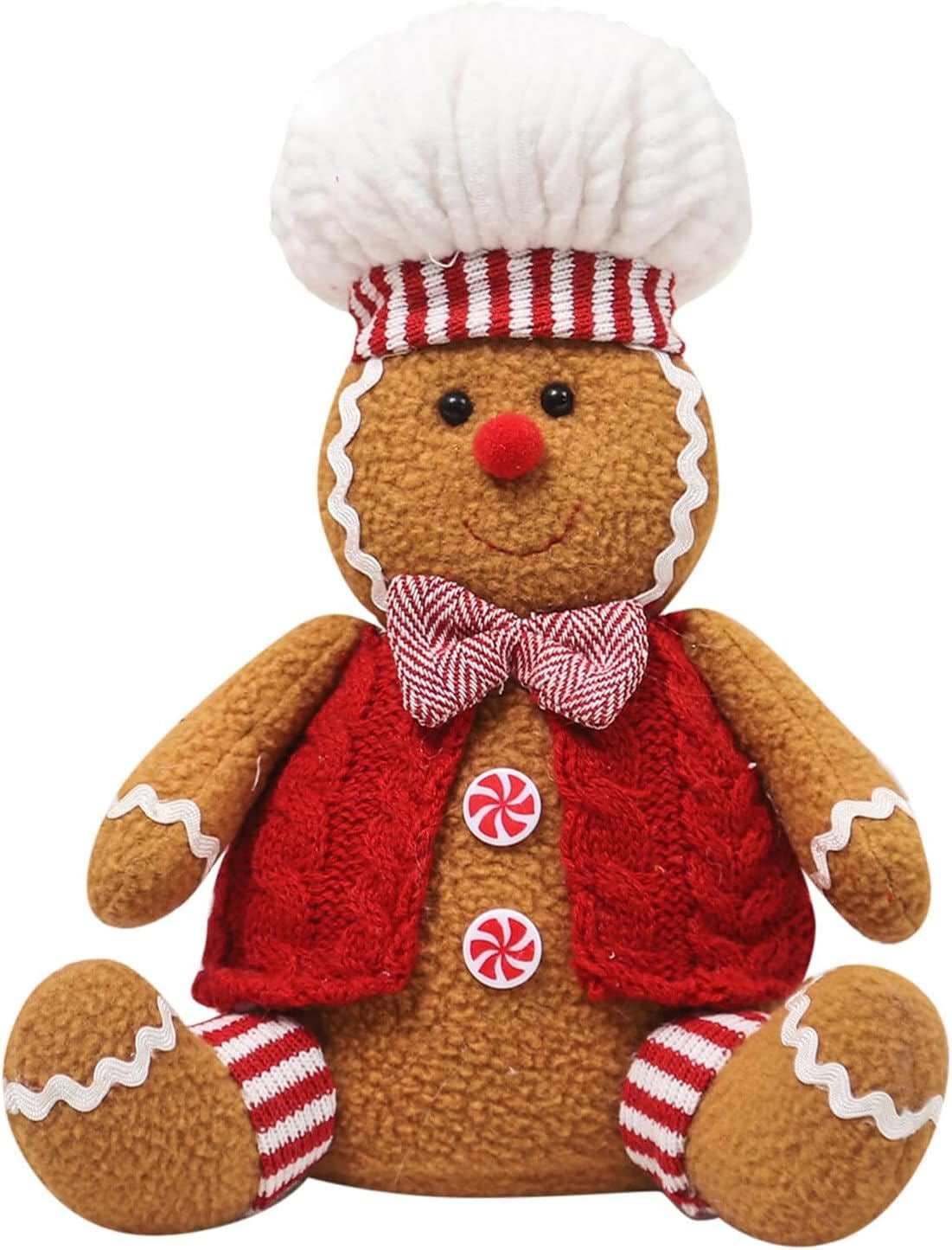 2PCS Gingerbread Man Plush Toys, Christmas Tree Topper Decorations, Pillow Decor, 9.5 Inch