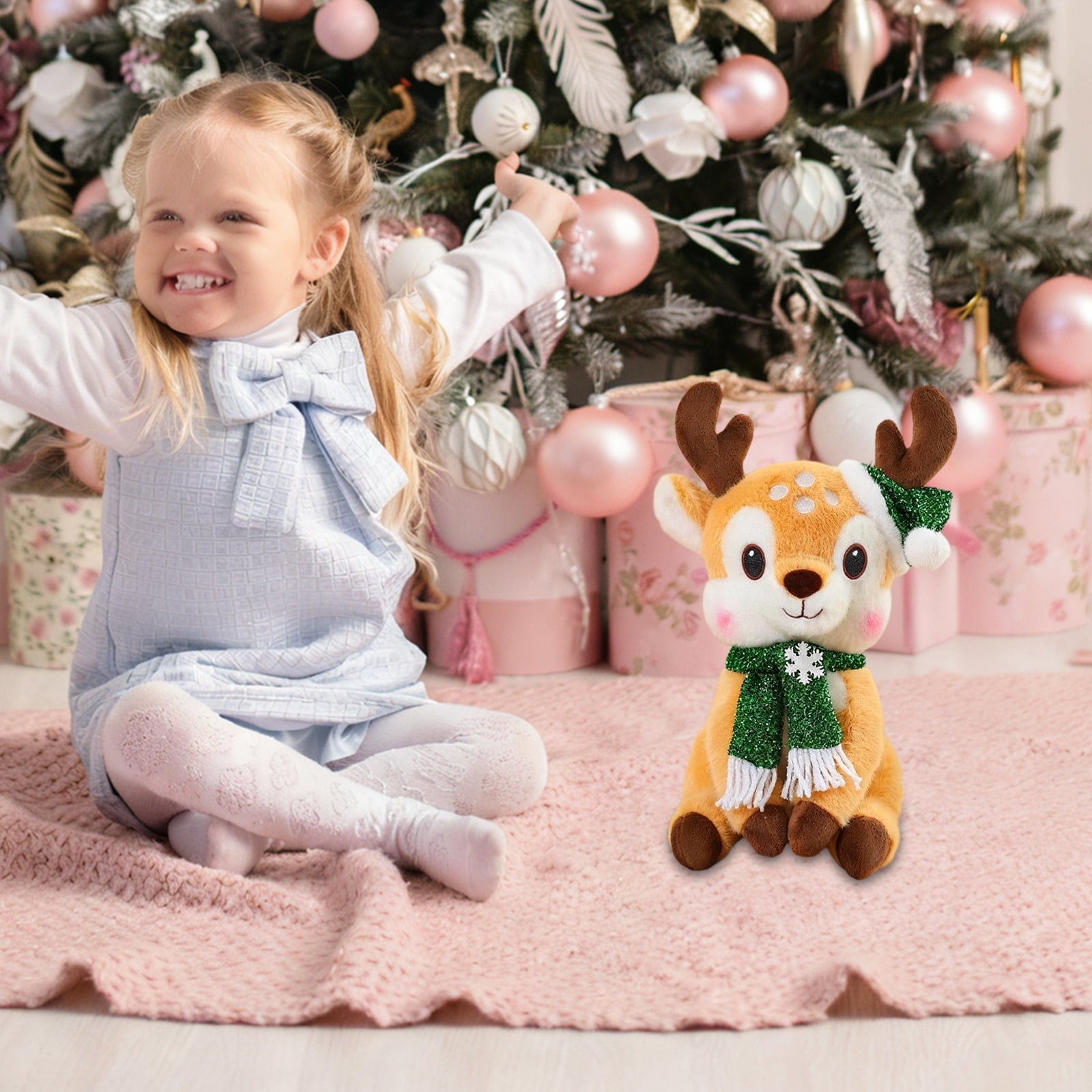 WhimsyHive Christmas Deer Doll Plush Toy, Holiday Stuffed Animal, Perfect for Christmas Decor, Soft and Cute, for Kids and Collectors,H